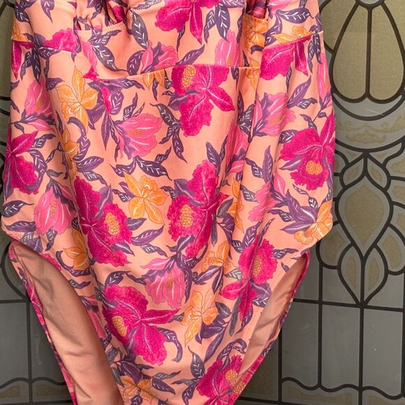 OLD NAVY Women's Plus V Neck Swimsuit One piece Peach Purple Floral Size 4X - Picture 10 of 16